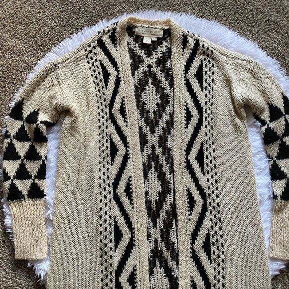 Saltwater Luxe Open Front Sweater Cardigan Acrylic Black Cream Womens Size XS - Picture 4 of 6